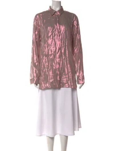 Pre-owned Alberta Ferretti Silk Printed Blouse In Pink
