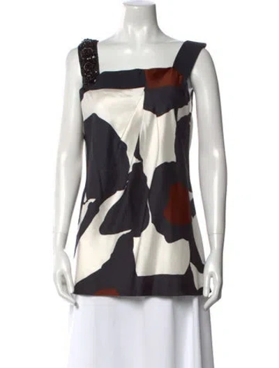 Pre-owned Alberta Ferretti Silk Printed Top In Black