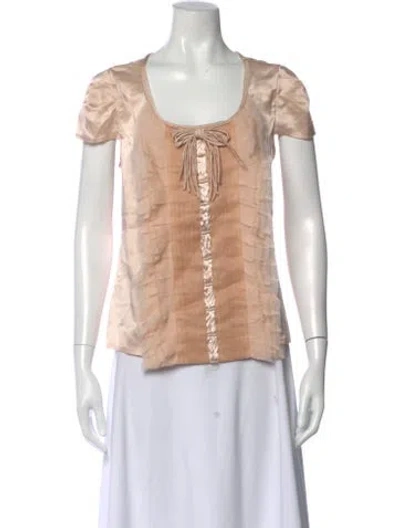 Pre-owned Alberta Ferretti Silk Scoop Neck Blouse W/ Tags In Pink