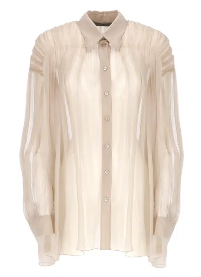 Alberta Ferretti Silk Shirt In Neutral