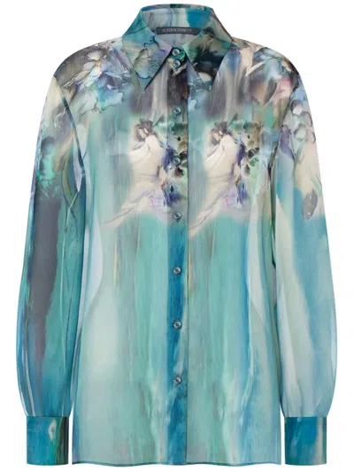 Alberta Ferretti Silk Shirt In Blue