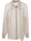 Alberta Ferretti Organzed Organic Chiffon Shirt In Neutrals