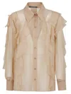 Alberta Ferretti Sheer Chiffon Shirt Collared Neck