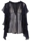 Alberta Ferretti Flowing Chiffon Shirt With Flounces