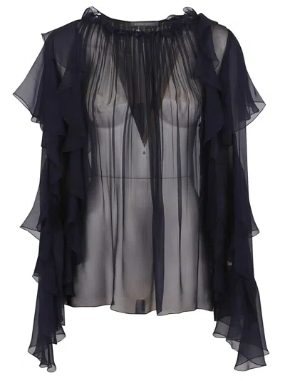 ALBERTA FERRETTI ALBERTA FERRETTI SILK SHIRT WITH DELICATE RUFFLES
