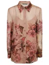 Alberta Ferretti Tattoo-print Silk Shirt In Pink
