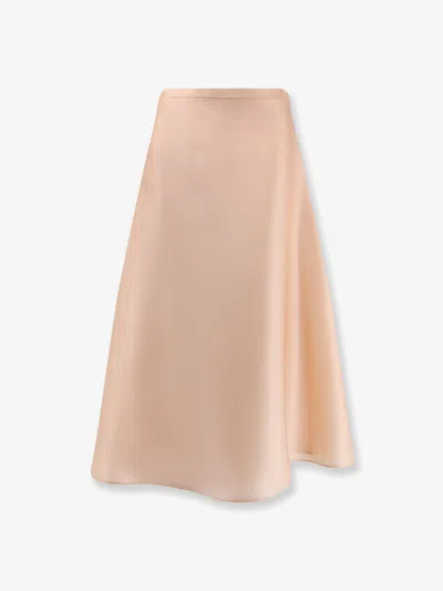 Alberta Ferretti High Waisted Silk Organza Skirt In Neutral
