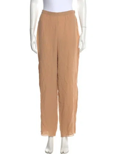 Pre-owned Alberta Ferretti Silk Straight Leg Pants In Neutral