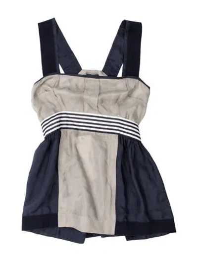 Pre-owned Alberta Ferretti Silk Striped Top In Blue