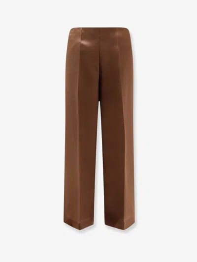 Alberta Ferretti Silk Trousers In Brown