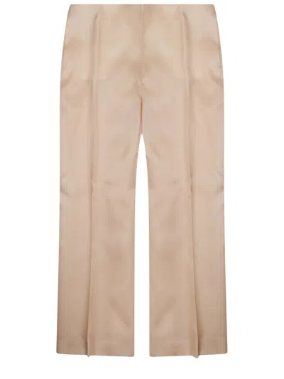 Alberta Ferretti Pantalone Dritto In Seta In Neutral