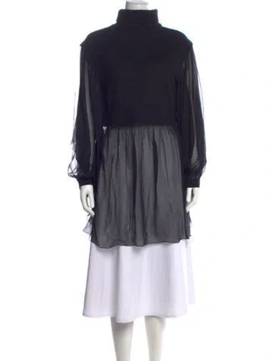 Pre-owned Alberta Ferretti Silk Turtleneck Tunic In Black