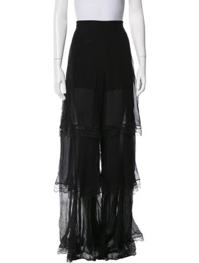 Pre-owned Alberta Ferretti Silk Wide Leg Pants In Black