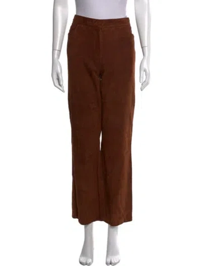 Pre-owned Alberta Ferretti Silk Wide Leg Pants In Brown