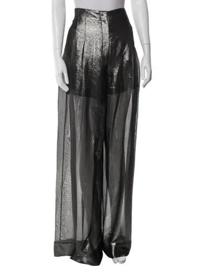 Pre-owned Alberta Ferretti Silk Wide Leg Pants W/ Tags In Gray