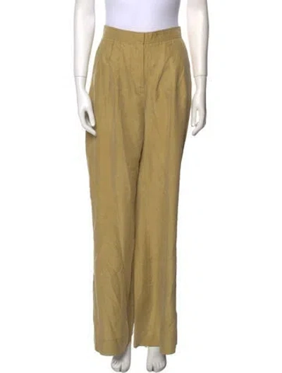 Pre-owned Alberta Ferretti Silk Wide Leg Pants In Yellow
