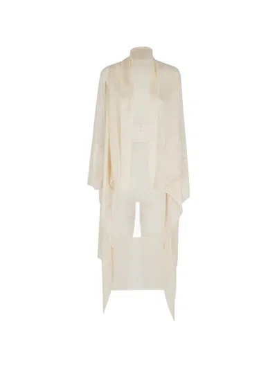 Alberta Ferretti Silk-organza Duster Coat In Neutral