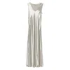 Alberta Ferretti V-neck Slip Dress In Metallic