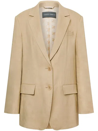 Alberta Ferretti Single-breasted Blazer In Neutrals