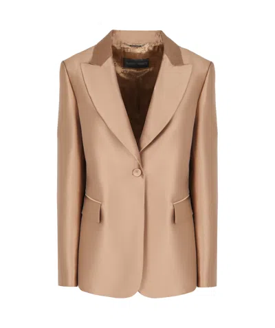 Alberta Ferretti Mikado Jacket In Brown