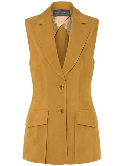 Alberta Ferretti Single-breasted Gilet In Brown
