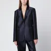 Alberta Ferretti Single-breasted Jacket In Glossy Silk-blend Satin Women In Blue