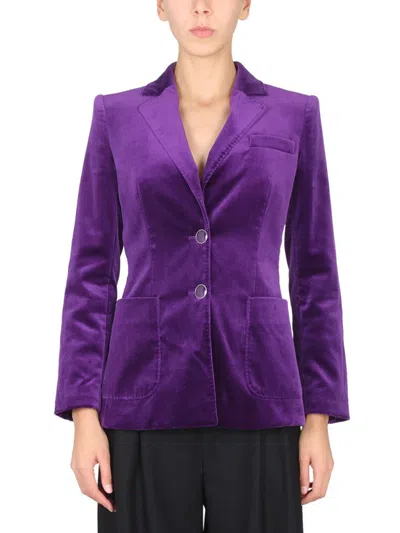 Alberta Ferretti Single-breasted Jacket In Purple