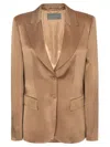 Alberta Ferretti Single-breasted Satin Blazer In Brown