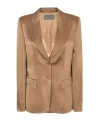 Alberta Ferretti Single-breasted Satin Blazer In Brown