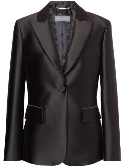 Alberta Ferretti Single-breasted Satin Blazer In Schwarz
