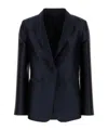 Alberta Ferretti Single-breasted Jacket In Glossy Silk-blend Satin Women In Blue
