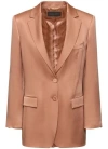 Alberta Ferretti Oversized Single-breasted Satin Jacket In Nude