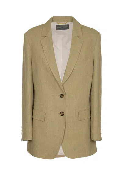 Alberta Ferretti Single Breasted Tailored Blazer In Beige