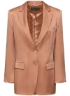Alberta Ferretti Oversized Single-breasted Satin Jacket In Brown