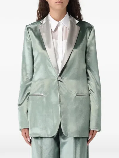 Alberta Ferretti Single-breasted Blazer In Green