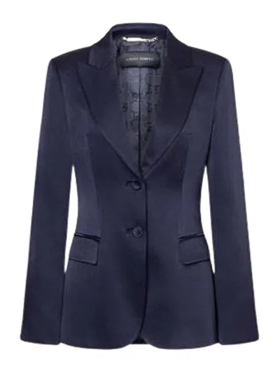 Alberta Ferretti Single-breasted Jacket In Satin In Blue