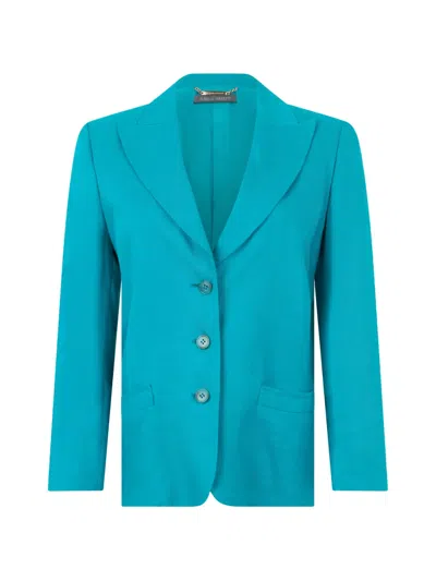 Alberta Ferretti Single-breasted Linen-blend Blazer In Blue