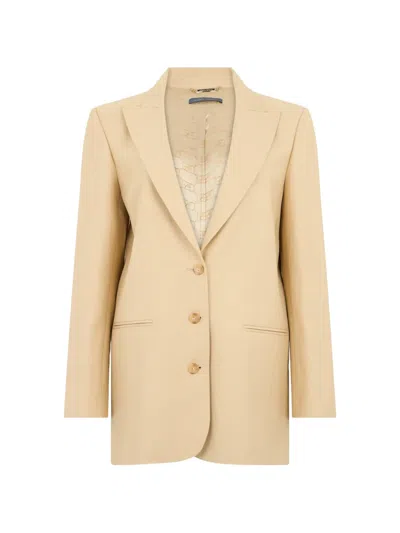 Alberta Ferretti Single-breasted Long-sleeve Blazer In Neutral