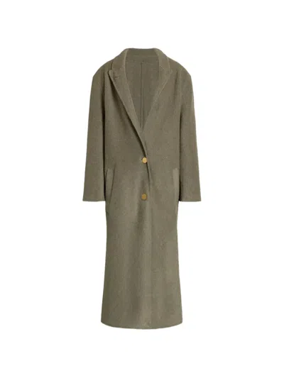 Alberta Ferretti Single-breasted Wool Coat In Green