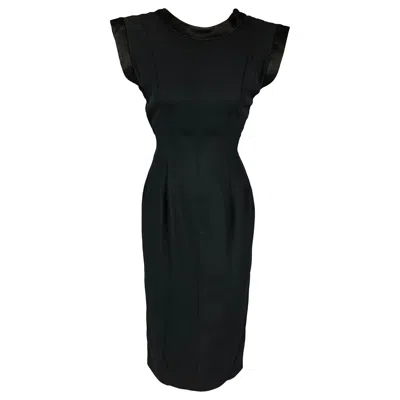 Pre-owned Alberta Ferretti Size 2 Black Acetate Viscose Sleeveless Cocktail Dress