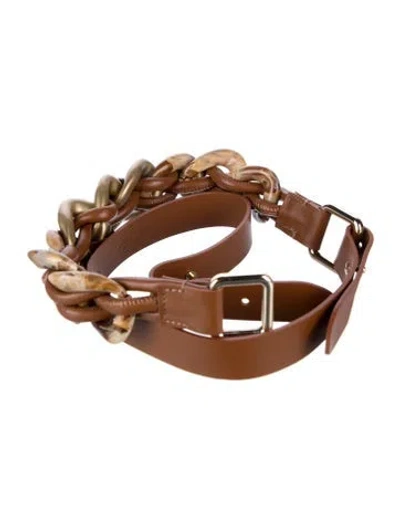 Pre-owned Alberta Ferretti Skinny Leather Waist Belt In Brown
