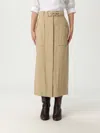 Alberta Ferretti Stretch Linen Blend Midi Skirt In Gold