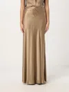 Alberta Ferretti Flowing Maxi Skirt With Wrap Effect And Sheen In Beige