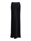 Alberta Ferretti Maxi Black Skirt With Diagonal Stitching In Silk Blend In Black