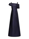 Alberta Ferretti Floor-length Silk Mikado Maxi Dress With Ruffle Hem In Blue