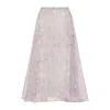 Alberta Ferretti Organza Midi Skirt Floral Pattern In Purple