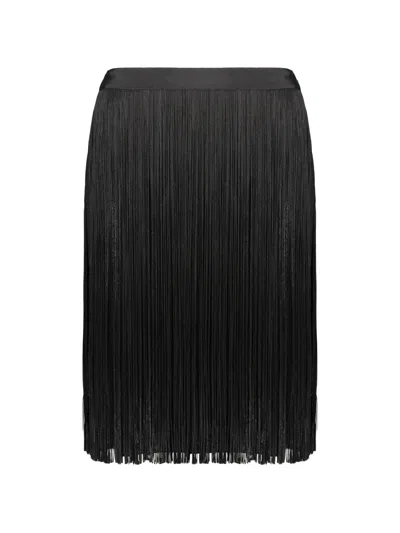 Alberta Ferretti Skirt With Dynamic Elegant Fringes In Black