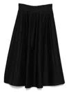 Alberta Ferretti Flared Black Midi Skirt In Virgin Wool In Black