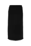 Alberta Ferretti Knitted Virgin Wool Midi Skirt In Black