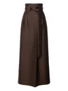Alberta Ferretti Embroidered Wool Silk Wide Leg Trousers In Brown